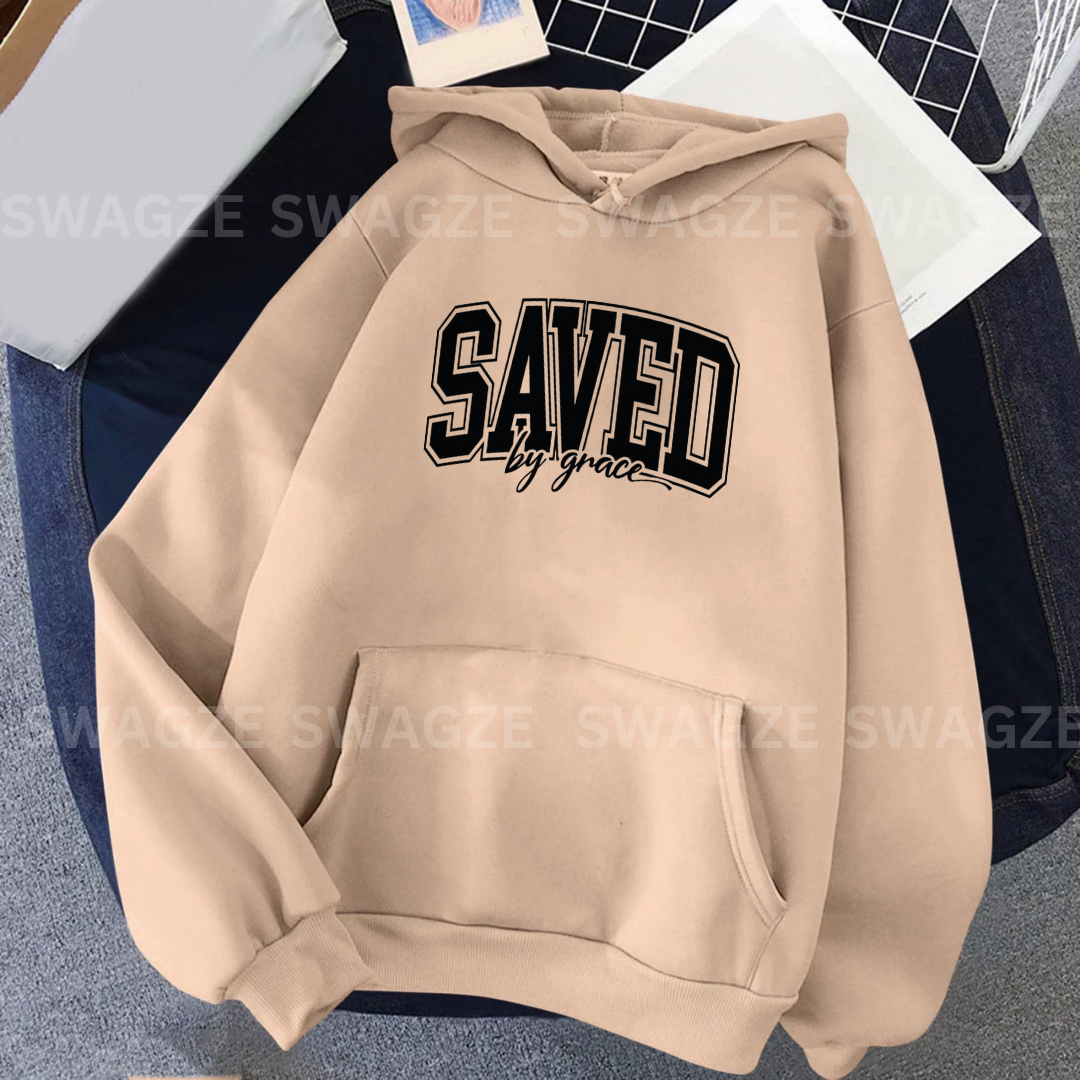 Fleece Hoodie ( saved by grace )