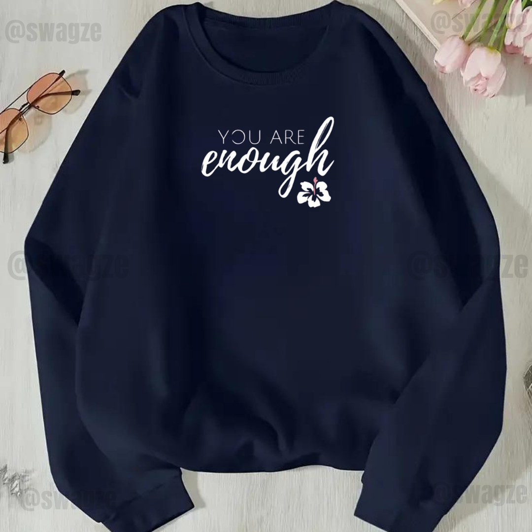 Fleece Sweatshirt ( you are enough ) Navy blue