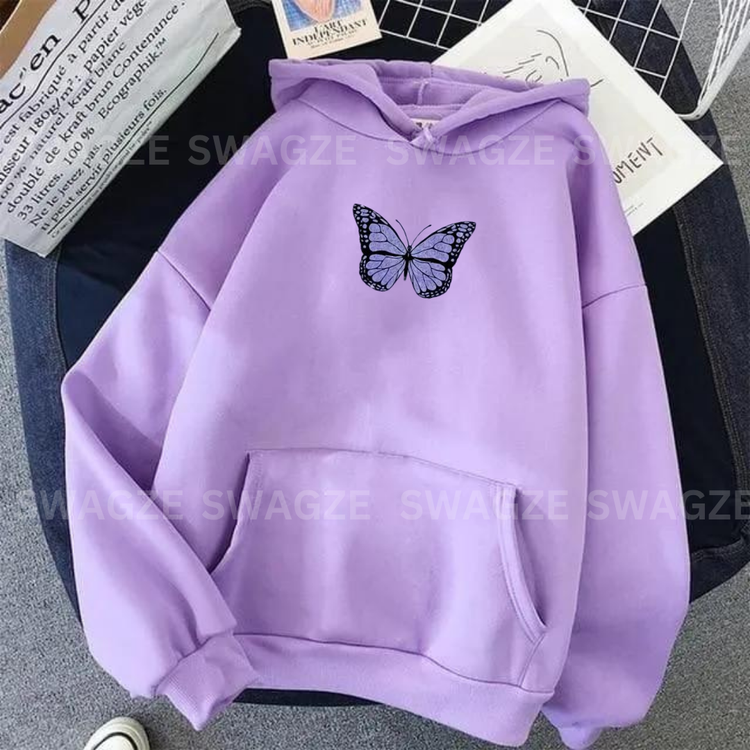 Fleece Hoodie ( butterfly )