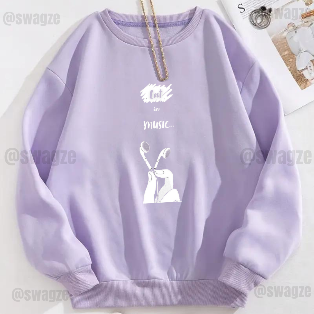 Fleece Sweatshirt ( lost in music )