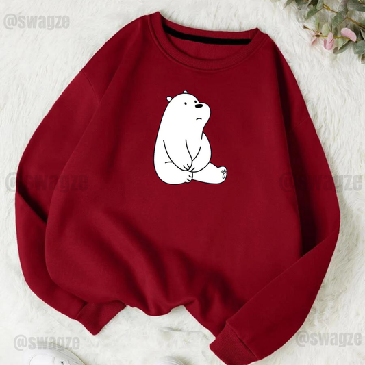 Fleece Sweatshirt ( ice panda ) Maroon