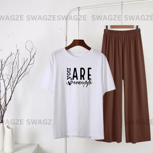 Casual Combo (you are enough) with brown flapper trouser
