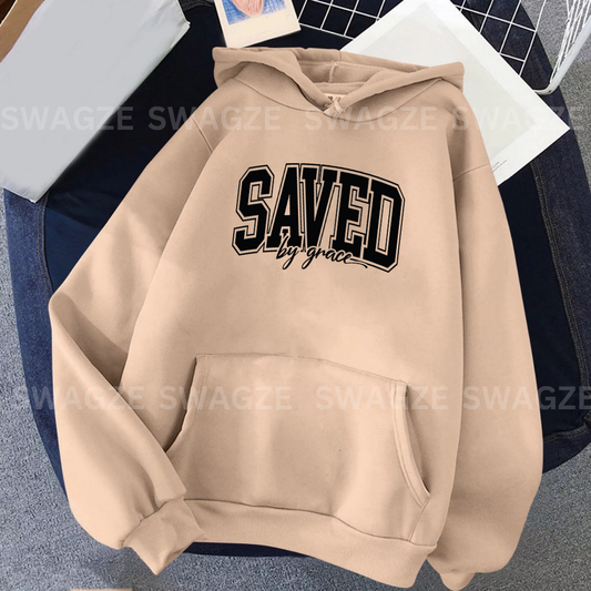 Fleece Hoodie ( saved by grace )