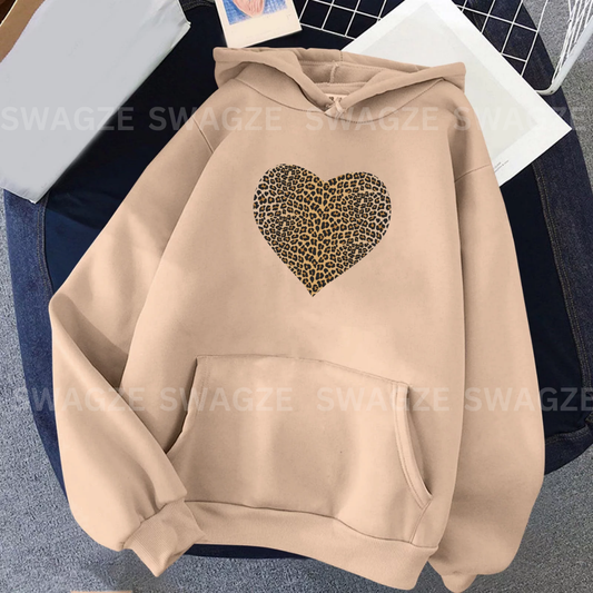 Fleece Hoodie ( cheetah heart )