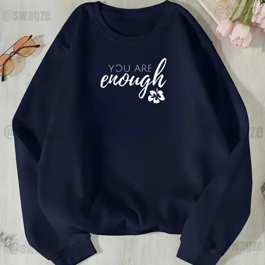 Fleece Sweatshirt ( you are enough ) Navy blue