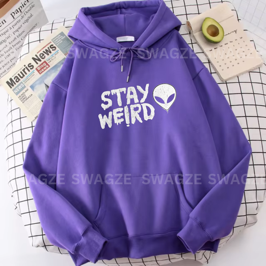 Fleece Hoodie ( stay weird )