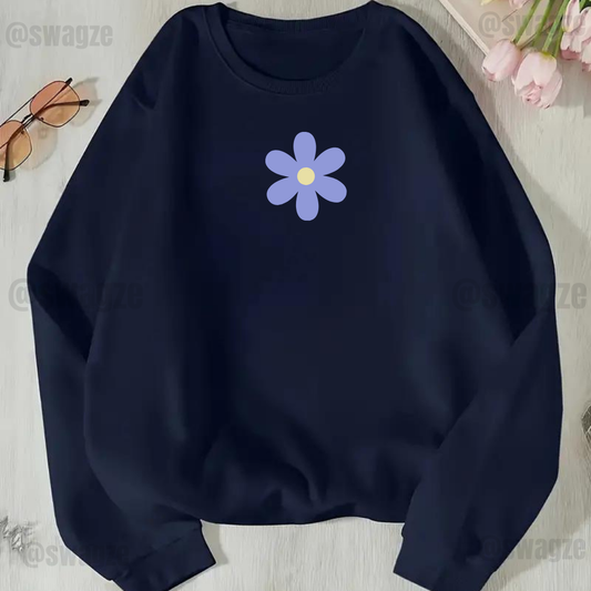 Fleece Sweatshirt ( flower ) navyblue