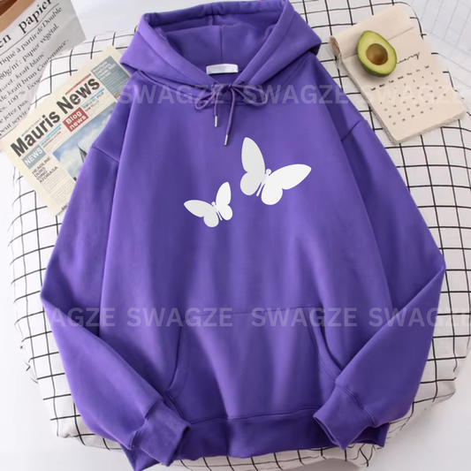 Fleece Hoodie ( butterflies )