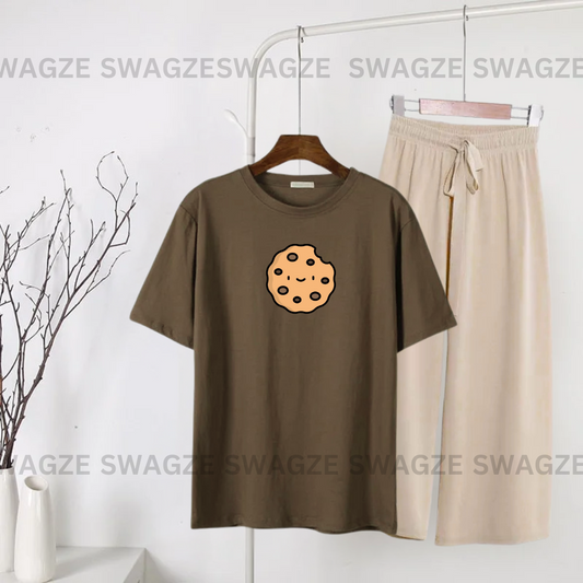 Casual Combo (cookie) with beige flapper trouser