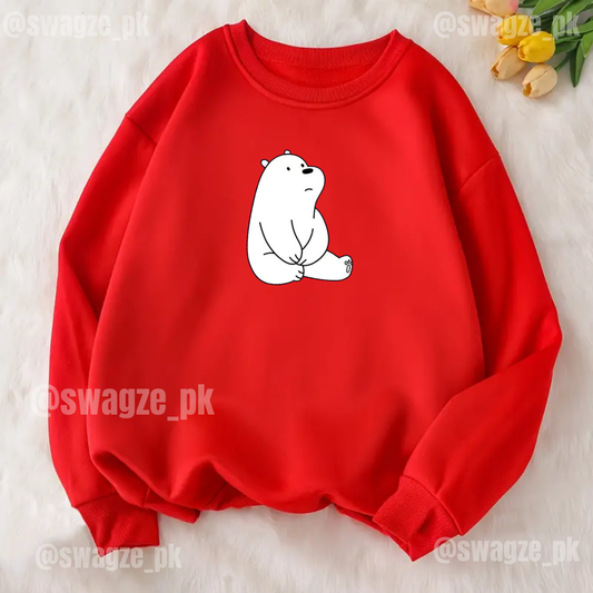 Fleece Sweatshirt ( ice panda ) red