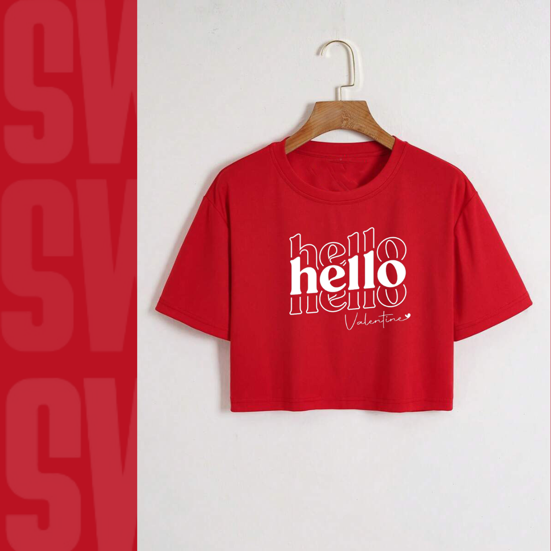 Hello Valentine Crop Tee