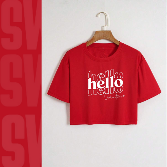 Hello Valentine Crop Tee