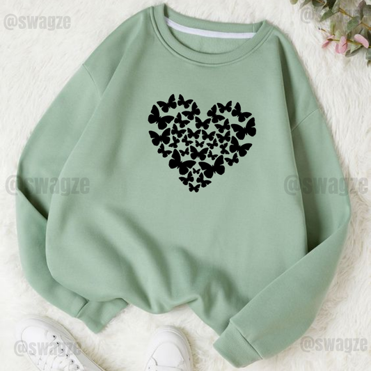 Fleece Sweatshirt ( butterfly heart )