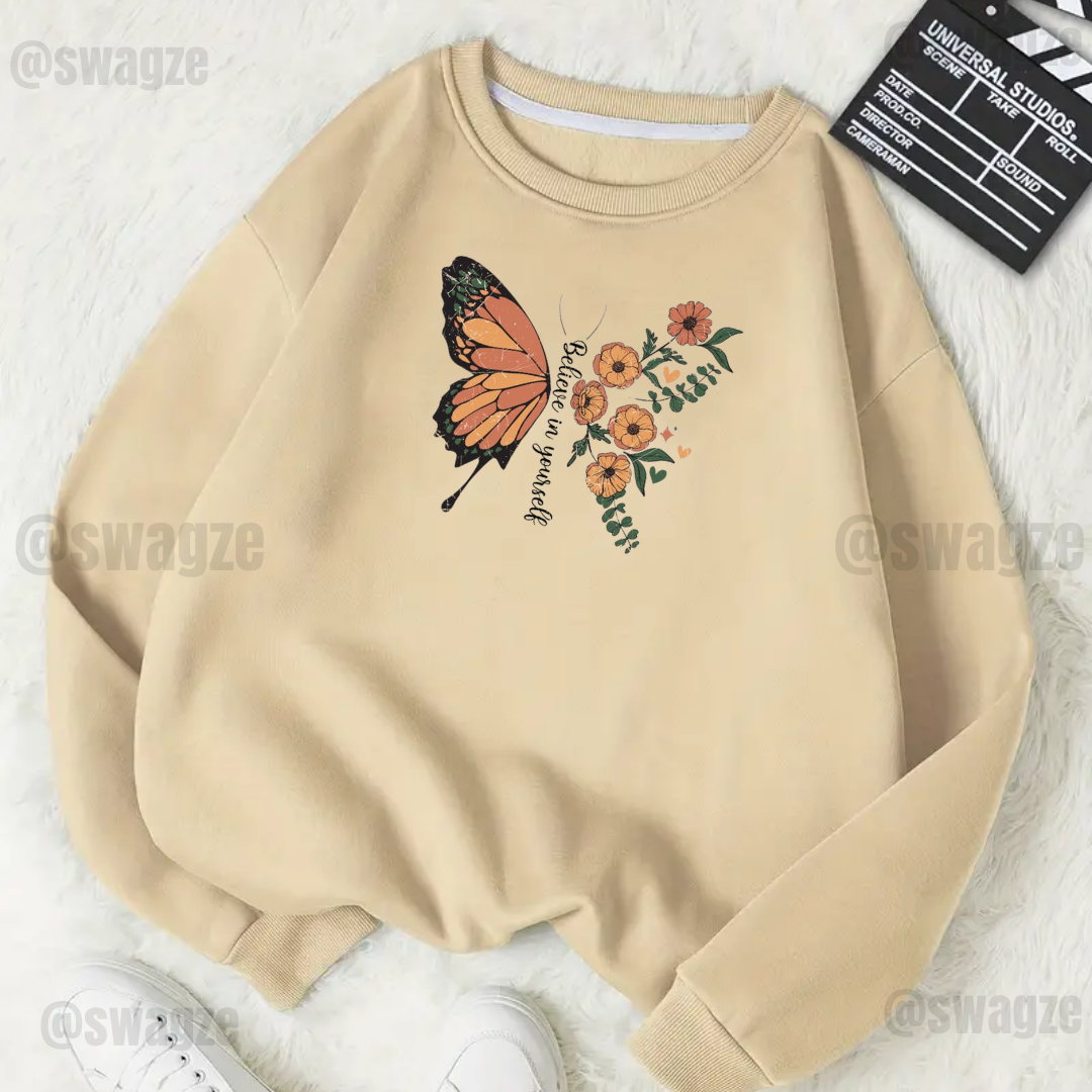 Fleece Sweatshirt ( believe in yourself ) cream