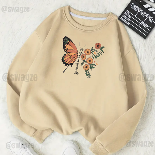 Fleece Sweatshirt ( believe in yourself ) cream