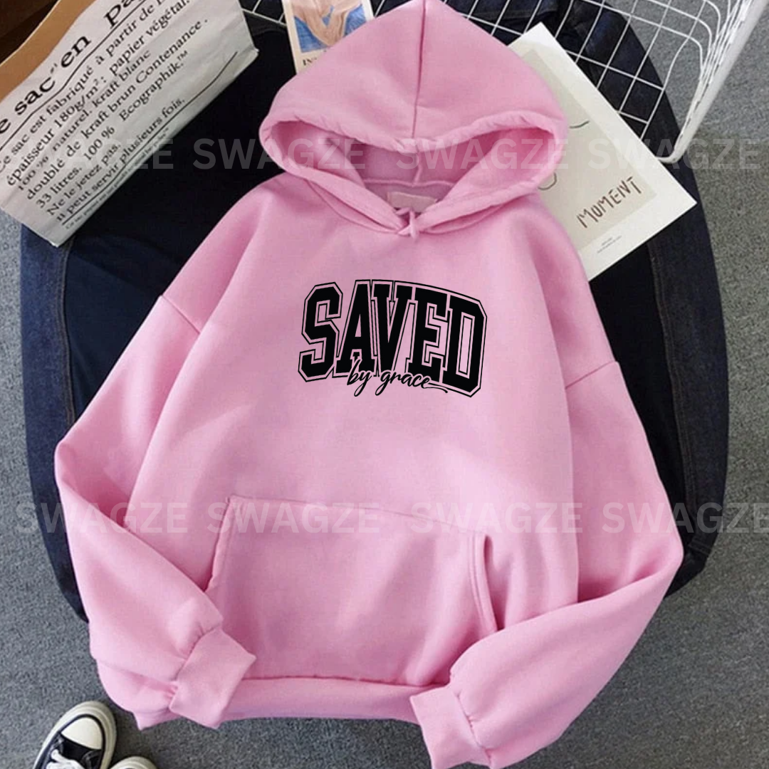 Fleece Hoodie ( saved by grace )