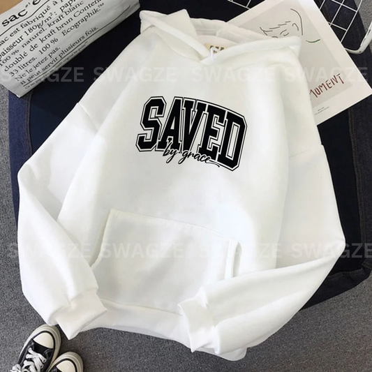 Fleece Hoodie ( saved by grace )