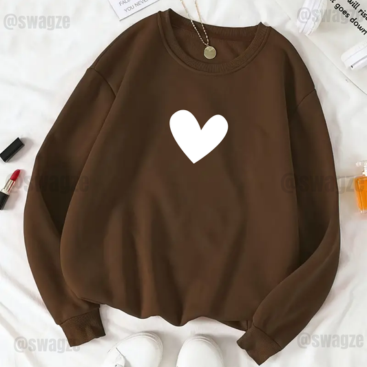 Fleece Sweatshirt ( white heart )