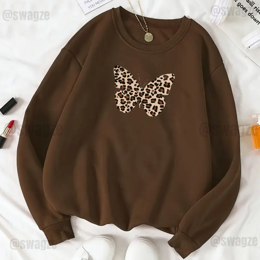Fleece Sweatshirt ( cheetah butterfly )