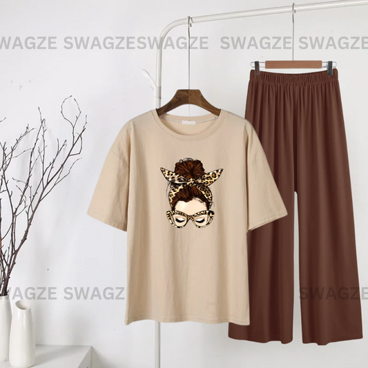 Casual Combo (girl) with brown flapper trouser