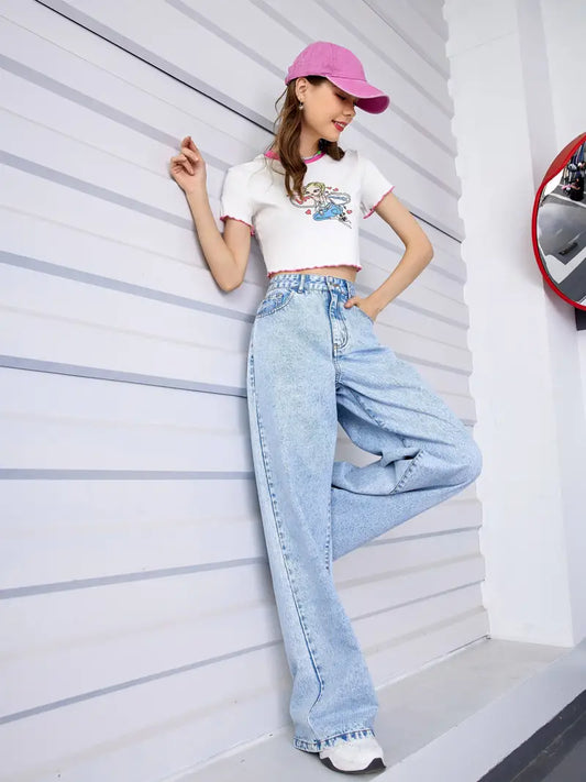 Wide leg Jeans (ICE BLUE)