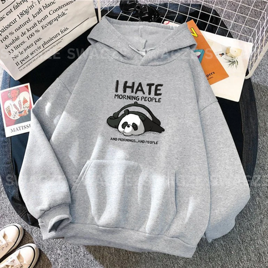 Fleece Hoodie ( i hate morning )