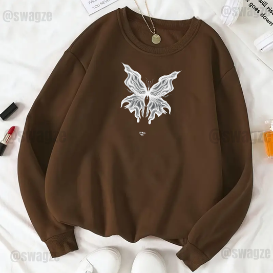 Fleece Sweatshirt ( white butterfly )