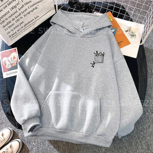 Fleece Hoodie ( hanging pandas )