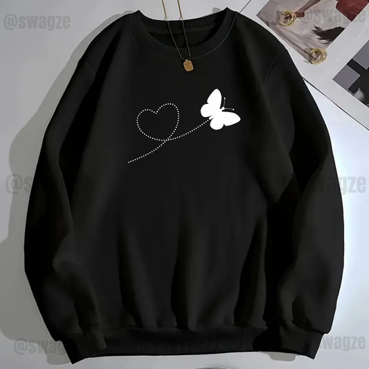 Fleece Sweatshirt ( butterfly heart )