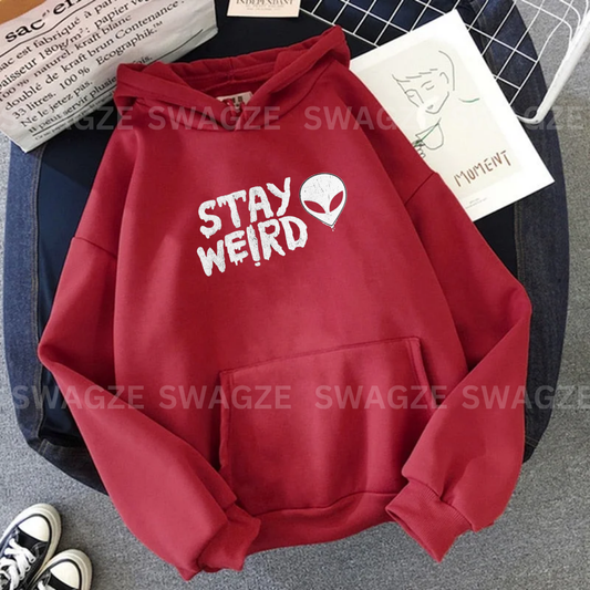 Fleece Hoodie ( stay weird )