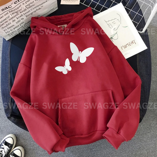 Fleece Hoodie ( butterflies )