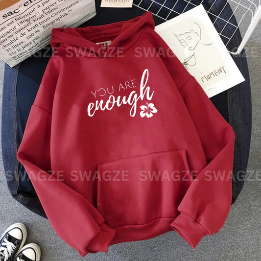 Fleece Hoodie ( you are enough ) Maroon