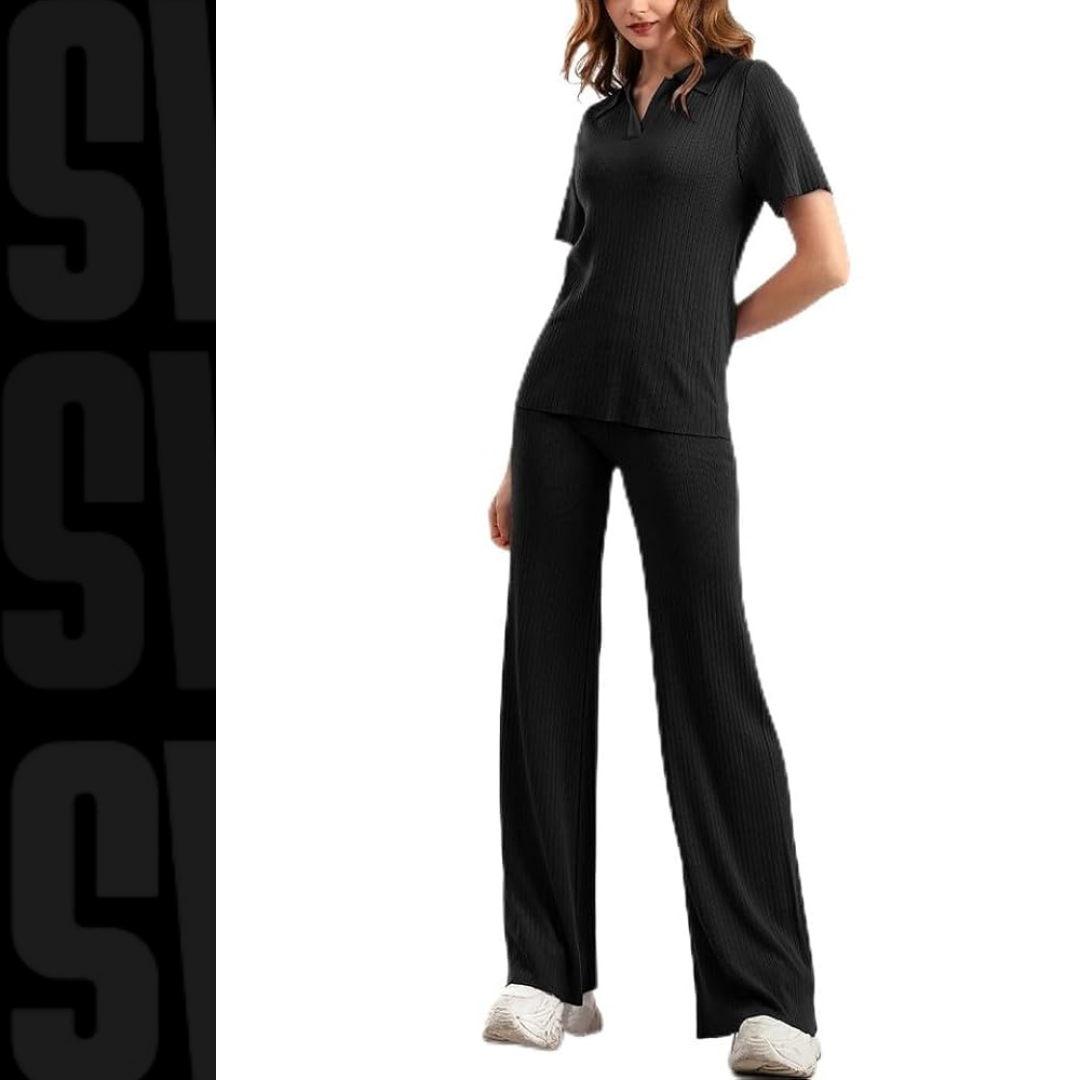 Black Blush Ribbed Co-Ord Set