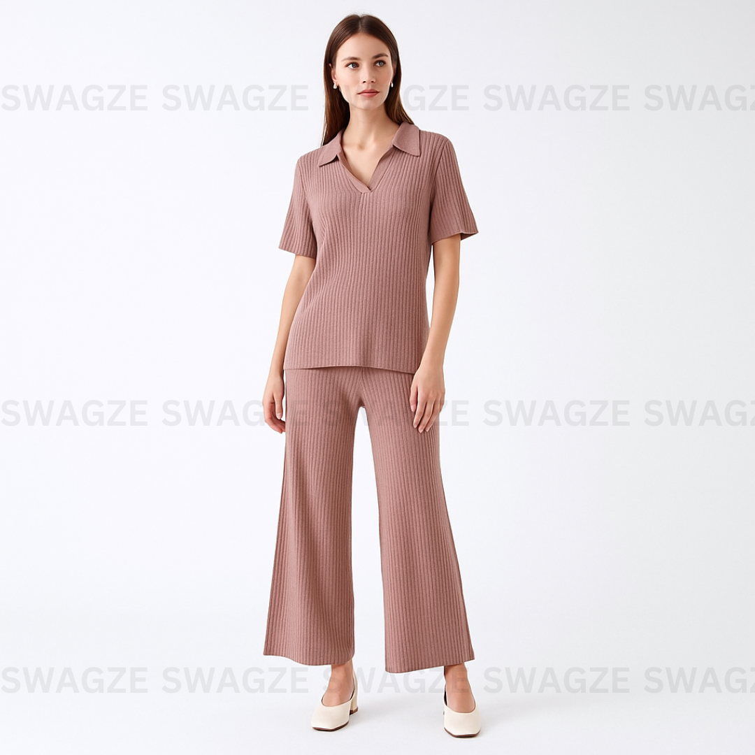 Rosewood Ribbed Co-Ord Set