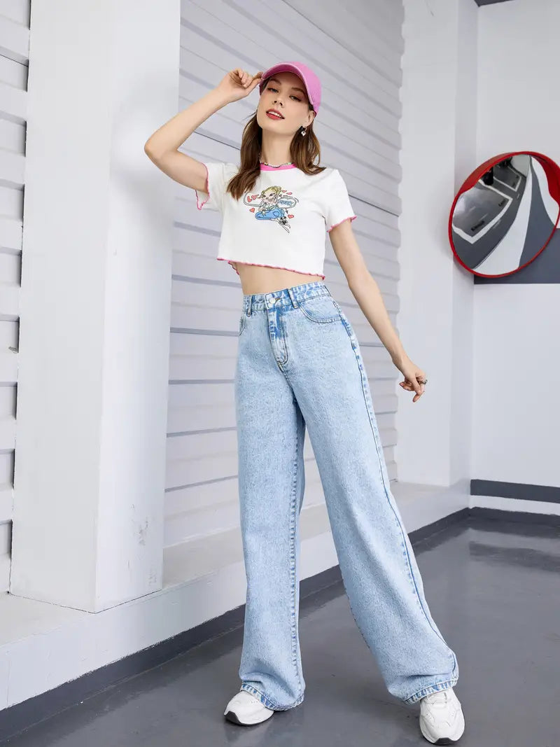 Wide leg Jeans (ICE BLUE)
