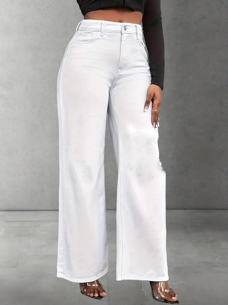 Wide leg Jeans (White)
