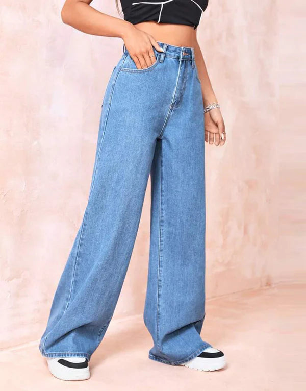 Wide leg Jeans (Mid Blue)